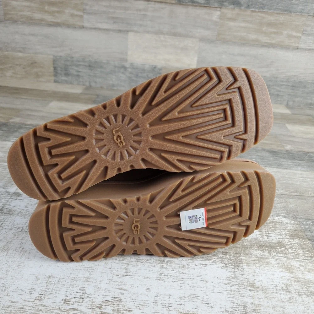 UGG Cityfunc Ultra Mini Womens Boot Sz 9.5 Brown Suede Leather Platform Side Zip